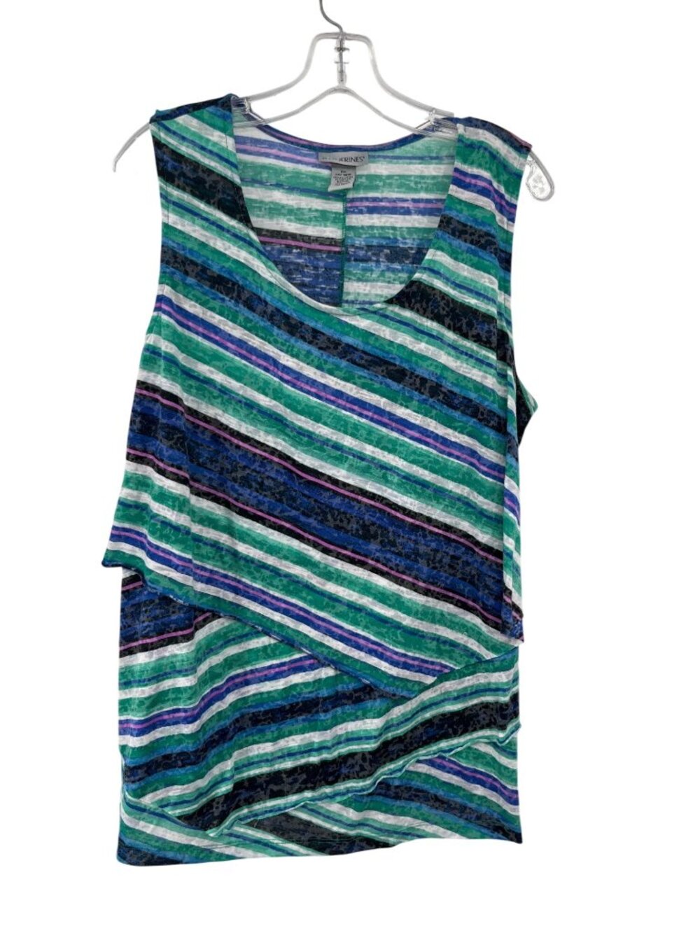 Catherines Striped Sleeveless Top Blue Green 1X 14/16W Used